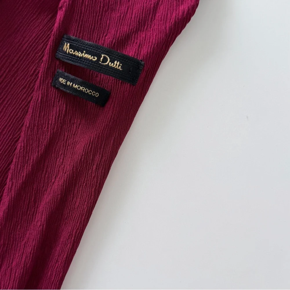 Massimo Dutti Burgundy Open Back Tie Dress | Deep V Back | Size 6 - Picture 11 of 13